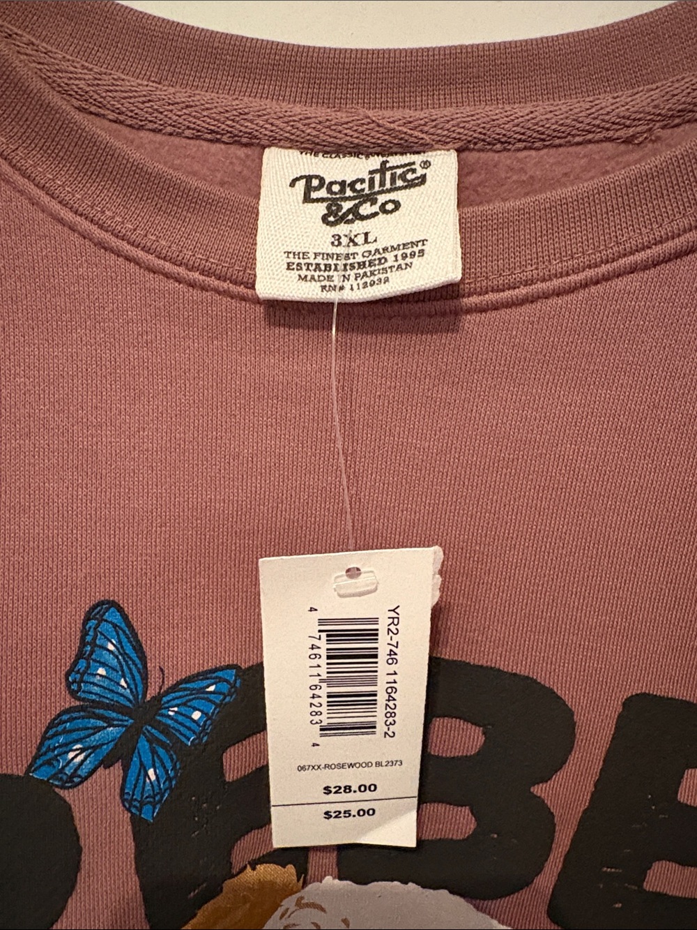 3XL Mauve 'Rebel Maverick' Teddy Graphic Crewneck Sweater - Picture 2 of 4